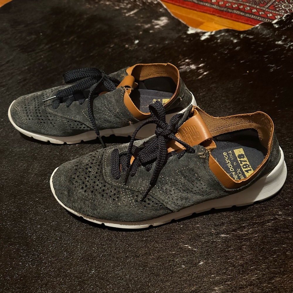 New Balance 1978, navy with camel leather